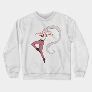 Jump Kick Battle Girl in Burgundy Tones Crewneck Sweatshirt